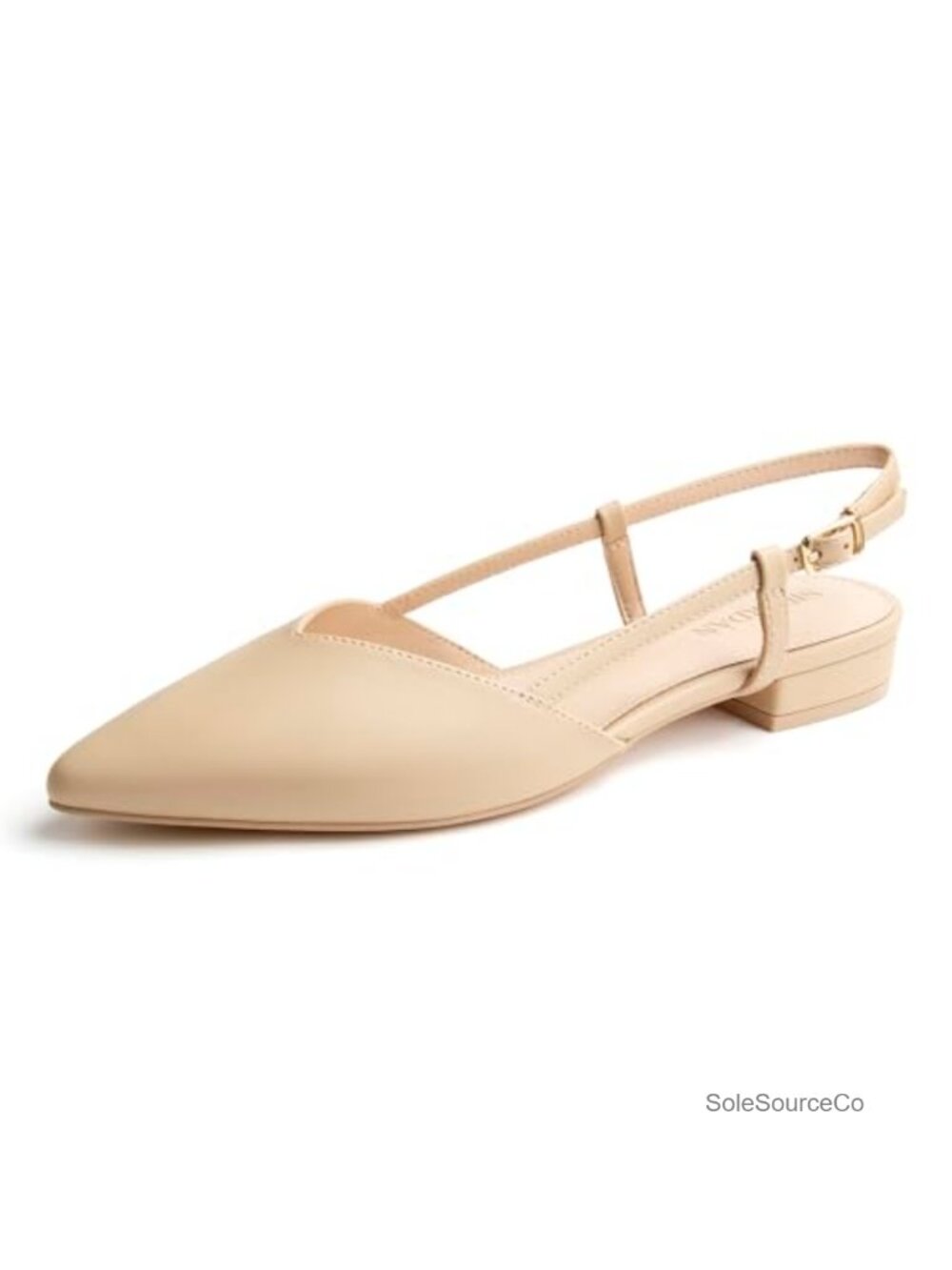 Women's Slingback Flats Faux Leather Pointed Toe Buckle Dress Shoes